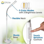 OttLite WingShade LED Floor Lamp, Clearsun, White, Shipper