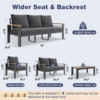 Aoxun Aluminum Patio Furniture Set with Umbrella 7 Seats, Oversized Outdoor Sectional with Washable Thick Cushions, Coffee Table and Waterproof Cover, Patio Conversation Sets for Porch, Balcony, Deck