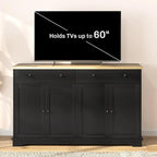 HOMCOM Sideboard Buffet Cabinet with Storage, 55" Modern Kitchen Cabinet with 4 Doors, 2 Drawers and 2 Adjustable Shelves, Coffee Bar, Black