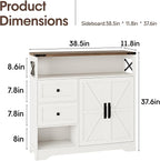 Fameill Farmhouse Storage Cabinet with Drawers and Open Storage,Freestanding Kitchen Pantry with 2 Barn Doors, Floor Cabinet with Adjustable Shelf for Living Room,White