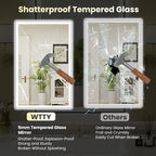 WTTY 24"X36" LED Bathroom Mirror with Black Frame, Bathroom Vanity Mirror with Lights for Wall, Front Light and Backlit, Anti-Fog, Dimmable, 3 Colors, Shatterproof, Memory, Horizontal/Vertical