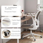 Monhey Office Chair Ergonomic Desk Chair with Lumbar Support&Headrest&Flip-up Arms Height Adjustable Rocking Swivel High Back Computer Chair Warm Taupe Mesh Study Chair (White+Khaki-2)