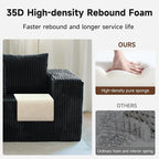 Upgrade 108’’ L Shape Cloud Couch, Plush Corduroy Sectional Sofa with Chaise, Boneless Couches for Living Room Bedroom, No Assembly Required (Black, Left Facing Chaise)