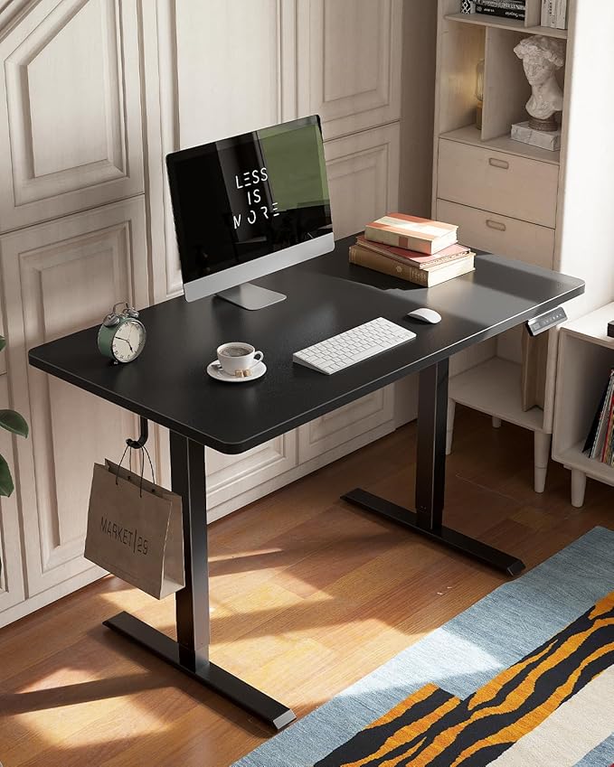 FEZIBO One-Piece Standing Desk Adjustable Height Stand up Home Office Desk, 32x20 Inch Electric Standing Computer Desk, with 4 Memory Presets, Headphone Hook, Black