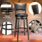 PrimeZone Swivel Bar Stools Set of 4, 32 Inch Tall Bar Height Barstools, Black Faux Leather Bar Stool with High Backrest & Solid Wood Legs & Wrap-Around Footrest, Counter Stools for Pub
