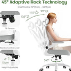 Office Chair Ergonomic Desk Chair - Mesh High Back Office Chair with Headrest Wheels Lumbar Support Home Desk Office Chairs Flip up Armrest Executive Rolling Swivel Task Computer Chair White