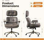 Home Office Desk Chair, Mid-Century Modern Office Chair with Adjustable Lumbar Support, Thickened Cushion Executive Desk Chair with 360 Rolling Swivel for Meeting Game Study Room(Dark Grey)