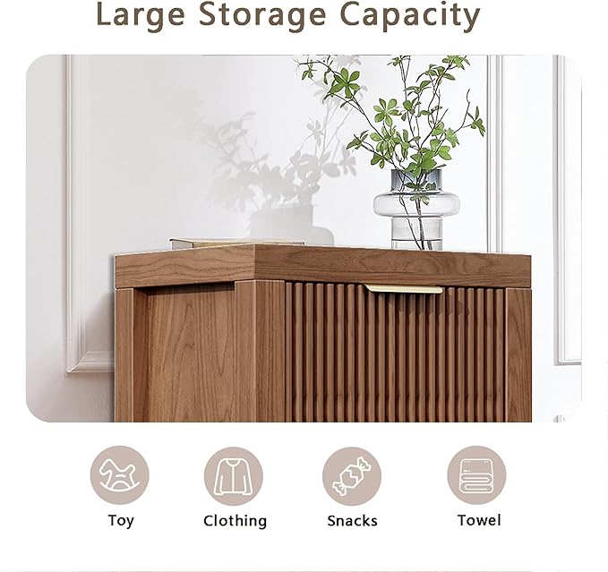 Modern 12-Drawer Solid Wood Dresser with Fluted Front & Gold Handles, Multifunctional Tall Storage Chest, for Hallway, Entryway, Walnut X3