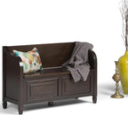 SIMPLIHOME Connaught Entryway Storage Bench - 42 inch Wide Solid Wood Storage Seat in Dark Chestnut Brown, Traditional Bench for Entryway or Living Room with Lift-Up Lid and Elegant Moulding Detail