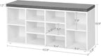 VASAGLE CUSTOS Collection - Shoe Bench, Storage Bench with Padded Seat, Entryway Bench with 10 Compartments, for Bedroom, 11.8 x 40.9 x 18.9 Inches, Cloud White and Dove Gray ULHS010W01