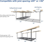 FLEXIMOUNTS 3x8 Overhead Garage Ceiling Storage Rack, Adjustable Garage Organization System, Heavy Duty Metal, 750lbs Weight Capacity, Black, Classic Series