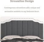 Queen Size Headboard Only, Velvet Wall Mounted Headboard Queen/Full Size for Adjustable Bed, Modern Vertical Channel Design with Curved Tufted Upholstered Head Board,Dark Gray