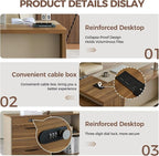 Modern L Shape Executive Desk with Drawers and Lockable Storage Cabinet, Large Executive Office Desk with Cable Management (Champagne Wood Grain+Beige/Left,79" L*63" W*30" H)
