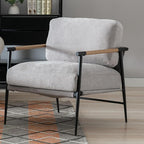 HEAH-YO Modern Accent Chair Set of 1, Upholstered Chenille Living Room Chair with Backrests, Comfy Reading Armchair for Bedroom, Gray