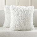 FUTEI Cream White Decorative Throw Pillow Covers 16x16 Inch Set of 2,Soft Fluffy Faux Wool Fur Boucle Textured Cushion Case,Modern Home Decor for Couch Bed Living Room Office