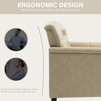 Lumibee Faux Leather Armchair, Contemporary Accent Chair with Nailhead Trims & Wood Legs for Living Room, Upholstered Comfy Arm Chair for Office,Bedroom-Beige