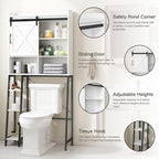 Over The Toilet Storage Cabinet, Farmhouse Storage Cabinet Over Toilet with Sliding Barn Door,Home Space-Saving Toilet Rack, for Bathroom, Restroom, Laundry.(White)