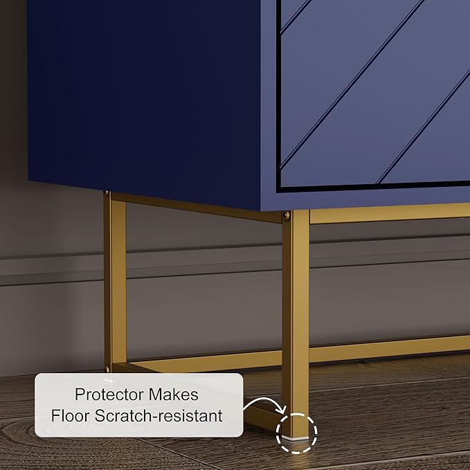 Scurrty 31.5'' Sideboard Buffet Cabinet with Storage Set of 2, Navy Blue Accent Cabinet with Doors & Adjustable Shelf for Living Room & Kitchen (2 Doors)