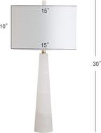 SAFAVIEH Lighting Collection Delilah Alabaster White 30-inch Bedroom Living Room Home Office Desk Nightstand Table Lamp (LED Bulb Included)