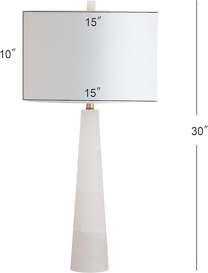 SAFAVIEH Lighting Collection Delilah Alabaster White 30-inch Bedroom Living Room Home Office Desk Nightstand Table Lamp (LED Bulb Included)