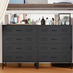 Black Metal 4 Drawer Dresser for Bedroom, Chest of Drawers for Closet, Bedroom Dressers with Drawers, Metal Dressers & Chests of Drawers for Office, Bedroom, Living Room and Entryway