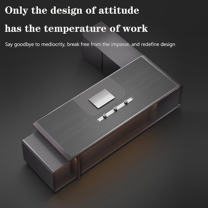 Modern Executive Desk, 110.2 inch L Shaped Desk with Storage, L Shape Corner Desk Drawers and Lockable Storage No Installation Required Without Display Racks and Bookshelves