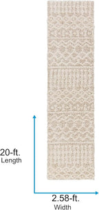Livabliss Hapsburg Moroccan Shag Runner Area Rug,2'7" x 20', Beige