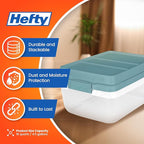 Hefty 18 Quart Hi-Rise Storage Bin with Lid, Stackable Plastic Container for Home, Office, and Classroom Organization, 8 Pack, Smoke Blue