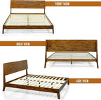 Acacia Serenity Bed Frame with Headboard Solid Wood Platform Bed, Queen Bed Frame, Tall Headboard Wood Bed Compatible with All Mattress Types, No Box Spring Needed, Quick & Easy Assembly, Caramel