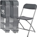 SEALAMB Plastic Folding Chairs 10 Pack, Gray Commercial Portable Indoor/Outdoor Chairs for Home Office, Wedding, Events Parties with Steel Frame, 350lbs Capacity (Gray-Plastic, 10 Pack)