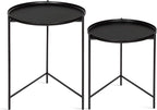 Kate and Laurel Ulani Set of 2 Nested Round Metal End Tables, Black