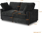 WJShome Cloud Sectional Couches for Living Room,67" Convertible Love Seat, 2 Seater Modular Sectional Sofa,Deep Seater Furniture Sets,Black
