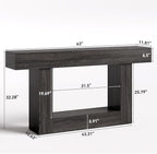 LITTLE TREE 63 Inches Long Console Table, 2-Tier Farmhouse Sofa Table Behind Couch, Large Narrow Entryway Table for Living Room, Wooden Hallway Foyer Table with Heavy Duty Base, Grey