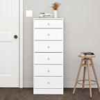 Prepac Astrid Simplistic 6-Drawer Tall Dresser for Bedroom, Functional Chest of Drawers with Acrylic Knobs, 16.5"D x 19.75"W x 50"H, Crystal White