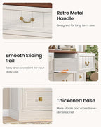 AOGLLATI Farmhouse 9 Drawers Dresser for Bedroom, 63" Wide Wood Rustic Chest of Drawers with Natural Texture, Vintage Design, Long Wide Storage Dresser for Bedroom, Antique White