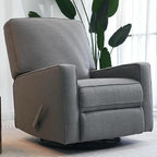 Harkawon Swivel Rocker Recliner Chair, Glider Rocker Recliner, Rocking Chair Nursery, Fabric Chair with High Back, Deep Seat, for Living Room, Bedroom (Dark Grey)