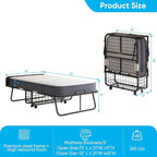 Mjkone Folding Bed with 5 Inch Foam Mattress, Single Rollaway Beds for Guest, Space Saving Portable Bed with Storage Shelf, Lockable Wheels, Sturdy Metal Frame for Adults, 75 x 31 (Upgraded)