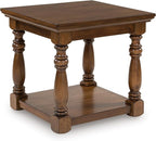 Signature Design by Ashley Sturlayne Classic End Table with Open Shelf, Light Brown