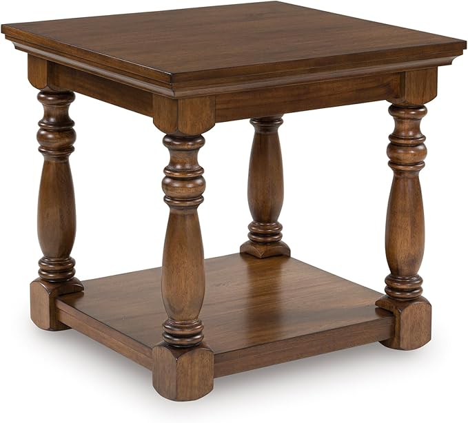 Signature Design by Ashley Sturlayne Classic End Table with Open Shelf, Light Brown