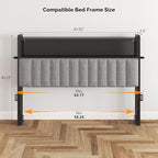 VINGLI Queen Size Headboard Only, Adjustable Upholstered Headboard with 2 Tier Shelves and Pegboard with Charging Stations and LED Lights, Modern Bed Headboard with Storage for Bedroom Decor