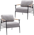 DUOMAY Mid-Century Modern Accent Chair Armchair Set of 2, Soft Linen Fabric Sofa Lounge Chair Reading Chair with Metal Leg for Living Room Bedroom Office, Grey