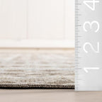 nuLOOM Carley Machine Washable Geometric Area Rug - 6 Round Machine Washable Area Rug Farmhouse Beige/Ivory Rugs for Living Room Bedroom Dining Room Kitchen