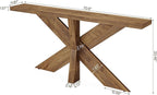 Tribesigns 70.9 Inches Long Sofa Table Behind Couch, Farmhouse Console Entry Table with Wooden Geometric Base for Entryway, Living Room, Oak Brown