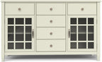 SIMPLIHOME Connaught Buffet - 60 inch Wide Solid Wood 3-Door Sideboard Buffet in Antique White, Traditional Storage Cabinet for Dining Room or Kitchen with Adjustable Shelves and Classic Molding