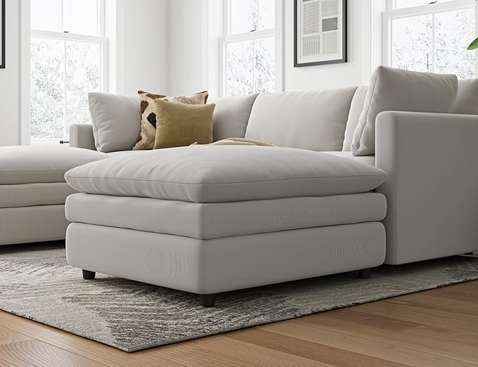 Txtin's Sectional Couches for Living Room U Shaped Cloud Couch with Ottoman Deep Plush 5 Seats Sofa Modern Sofa for Apartment Light Grey