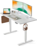 CubiCubi 48 x 24 Inches Electric Standing Desk, Height Adjustable Sit to Stand Desk, Home Office Table with Splice Board, White