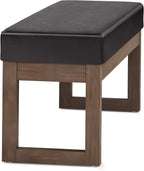 SIMPLIHOME Milltown 45 inch Wide Contemporary Rectangle Large Ottoman Bench in Tanners Brown Vegan Faux Leather, Assembled, for the Living Room and Bedroom