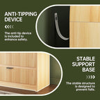 FURSUN Fluted 8 Drawers Dresser for Bedroom, 55" Wide Wooden Dresser with Metal Handle, Curved Profile Design, Modern Storage Organizer for Bedroom, Hallway, Natural Oak
