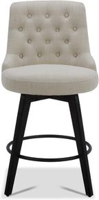 Watson & Whitely Counter Height Bar Stools, Performance Fabric Upholstered Modern Swivel Barstool with Back, Solid Wood Legs, 26" H Seat, Linen