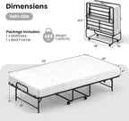 Giantex Twin Folding Bed Frame with Mattress, 75" x 38" Portable Rollaway Guest Bed with Memory Foam Mattress & Metal Frame, Space Saving Roll Away Beds with Mattresses for Adults Guest Apartment